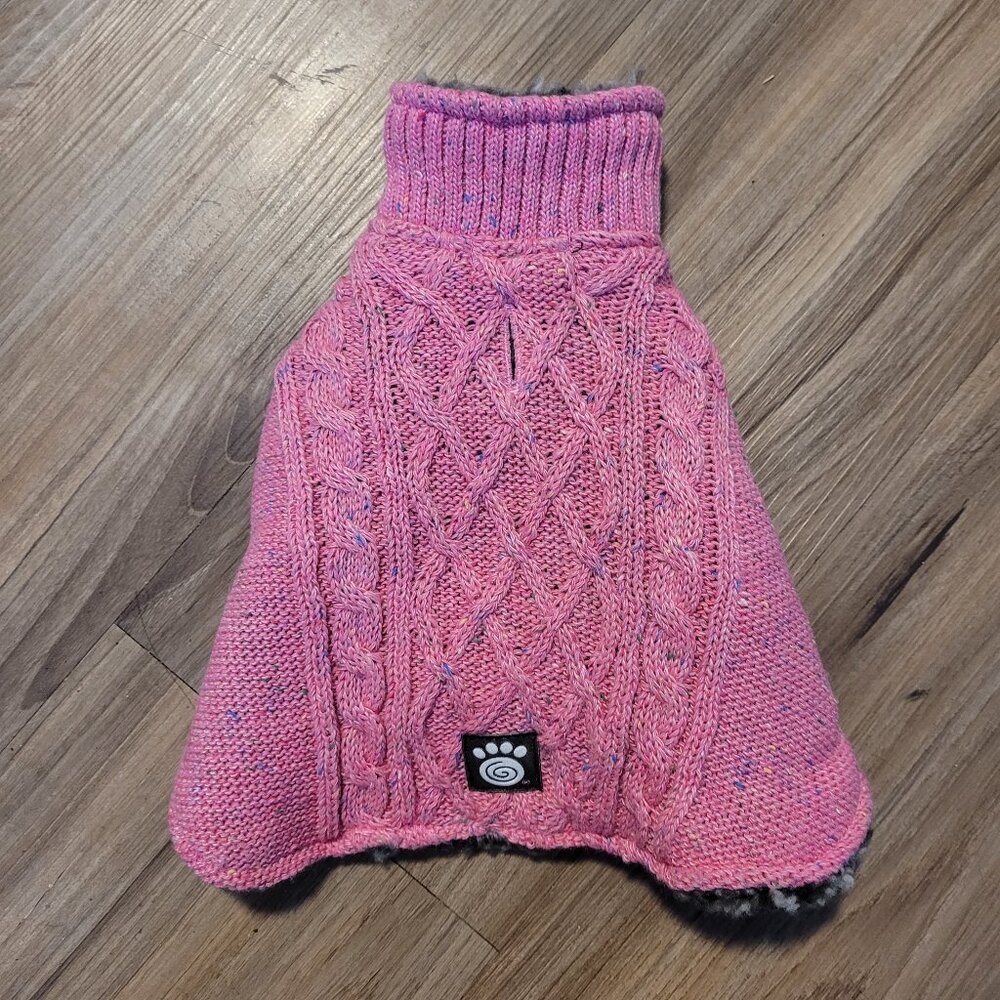 *NWT* Petrage US Pink and Grey Woven Dog Sweater XS